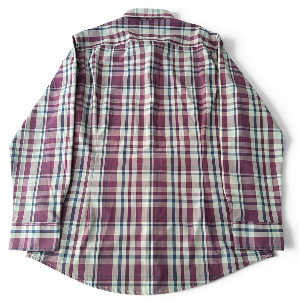 Mizzen+Main Leeward Long Sleeve Shirt Men XL Trim Purple Plaid Slim Stretch - Picture 3 of 12